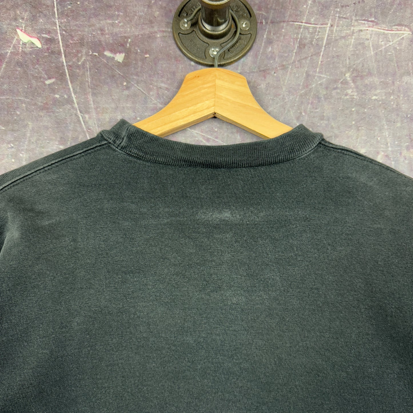 90s Faded Black Champion Essential Logo Spellout Crewneck Sweatshirt M 1279