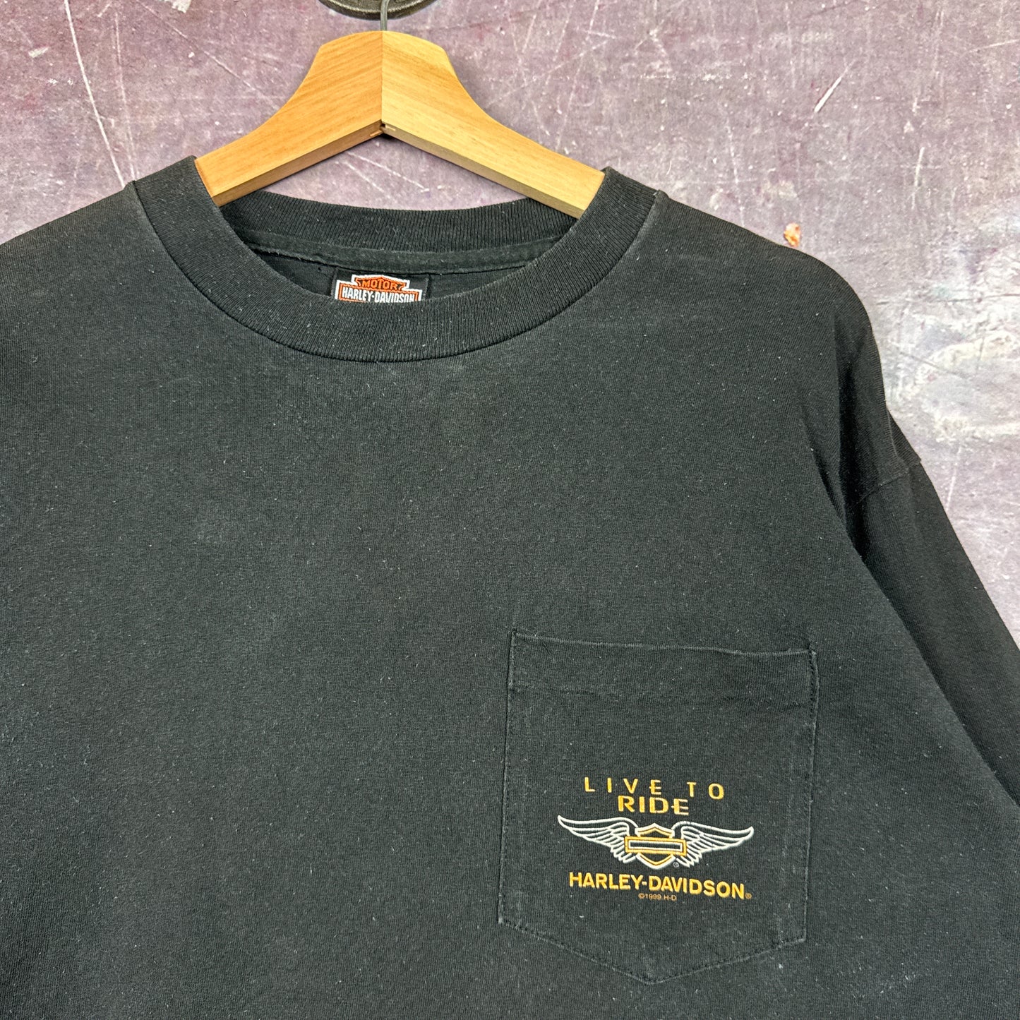 90s Faded Black Harley Davidson Long Sleeve Shirt 3100