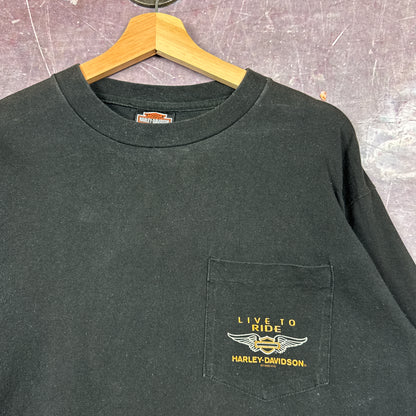 90s Faded Black Harley Davidson Long Sleeve Shirt 3100