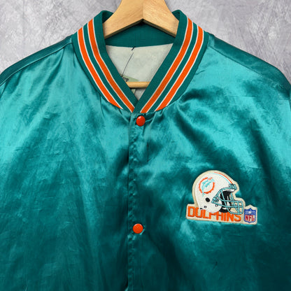 80s Teal Miami Dolphins Satin Jacket 4080
