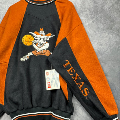 90s Black Orange Texas Longhorns Basketball Mockneck Sweatshirt 4368