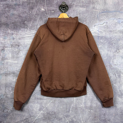 80s Mocha Brown Carhartt Thermal Lined Zip-Up Hoodie M 0332