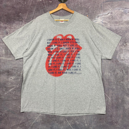 2002 Light Gray Rolling Stones World Tour Text Graphic Shirt XL 1078