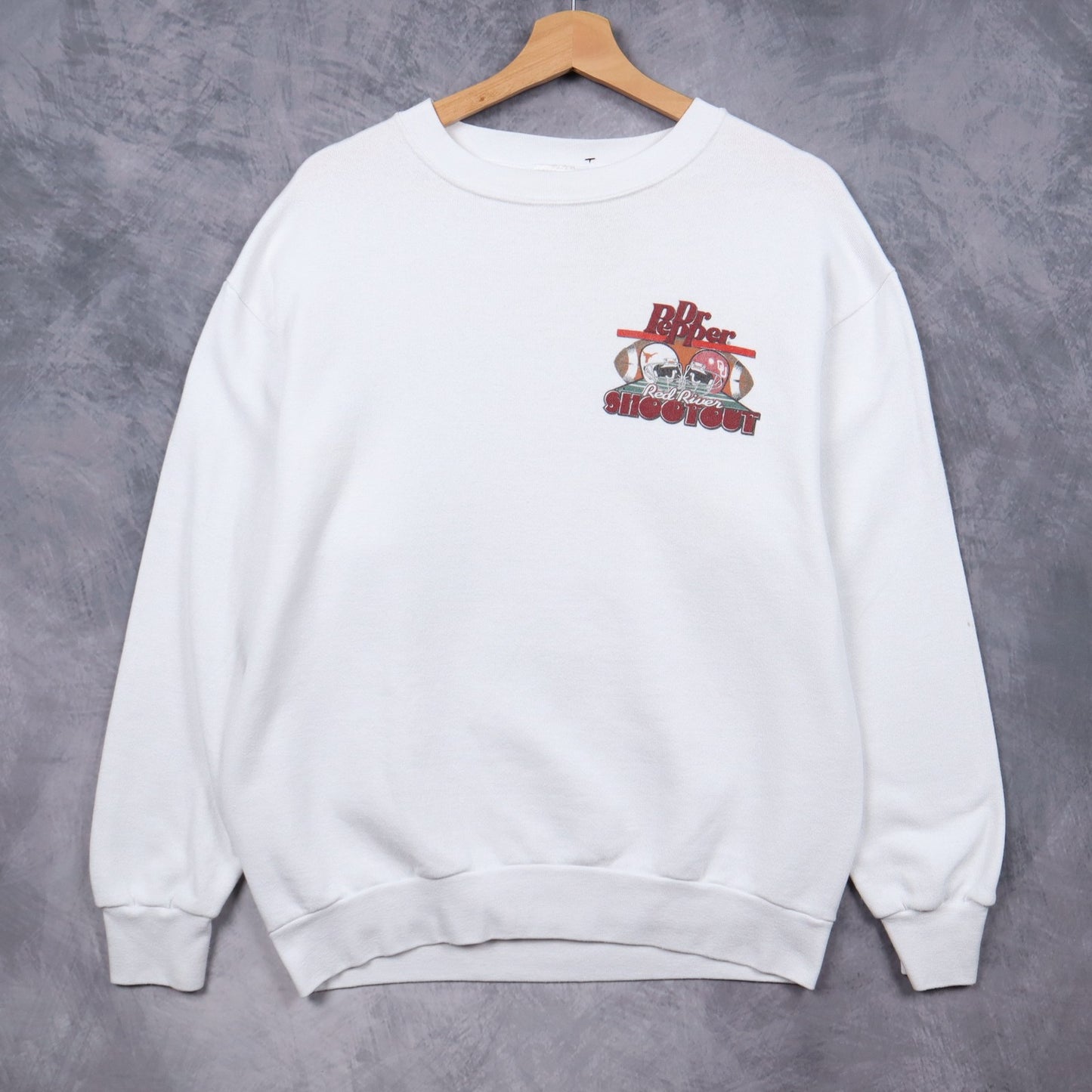 90s White Texas vs Oklahoma Red River Shootout Crewneck Sweatshirt 5693