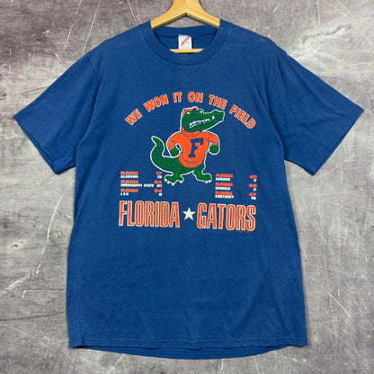 1990 Blue Florida Gators We Won It On The Field Football Graphic Shirt L 0980