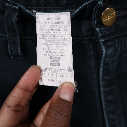 90s Faded Black Carhartt Double Knee Carpenter Work Pants 5053
