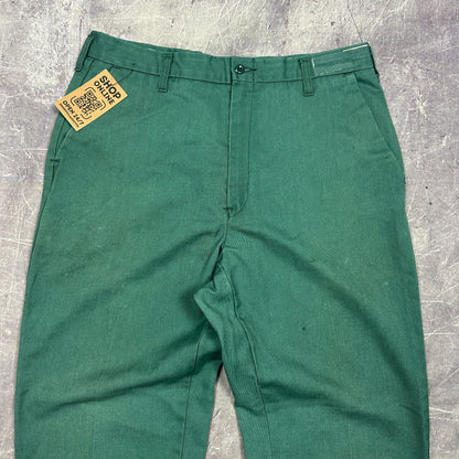 80s Green Cintas Cotton Poly Dickies Style Work Pants 33x28 AI44