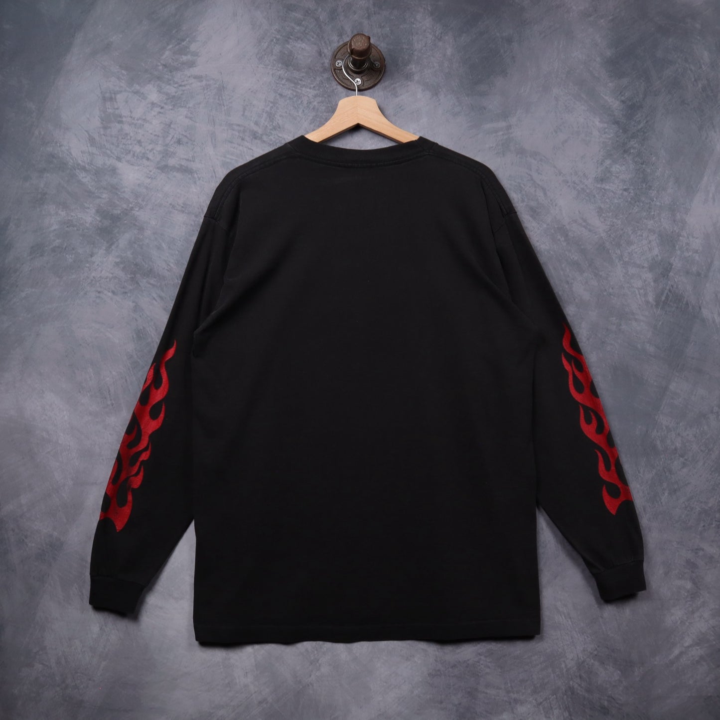 90s Black Angel Fire Snowboarding Flames Long Sleeve Shirt 5392