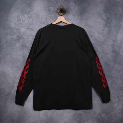 90s Black Angel Fire Snowboarding Flames Long Sleeve Shirt 5392