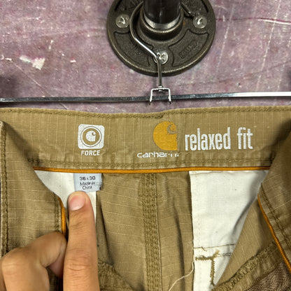 Early 00s Tan Brown Baggy Carhartt Cargo Work Shorts 35x11 AZ74