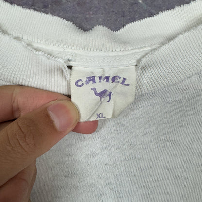 90s White Thrashed Camel Cigarettes Groove Blender Graphic Pocket Shirt XL 1032