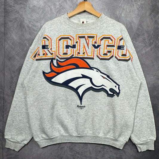 90s Grey Denver Broncos Crewneck Sweatshirt 4104