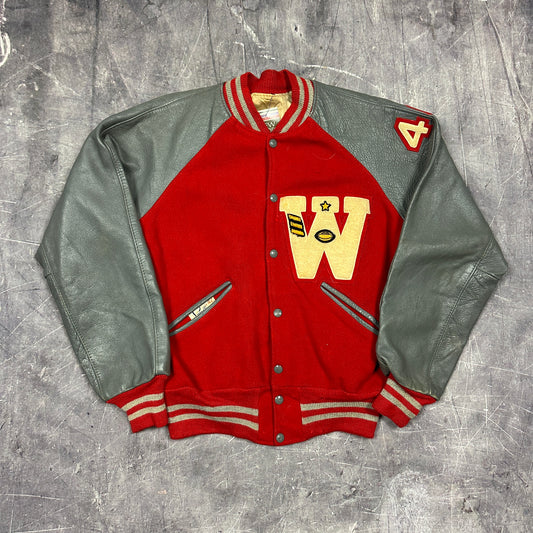 50s Red Gray Speedline W Varsity Letterman Jacket L N61