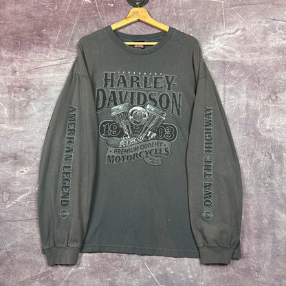 00s Grey Harley Davidson Long Sleeve Shirt 3146
