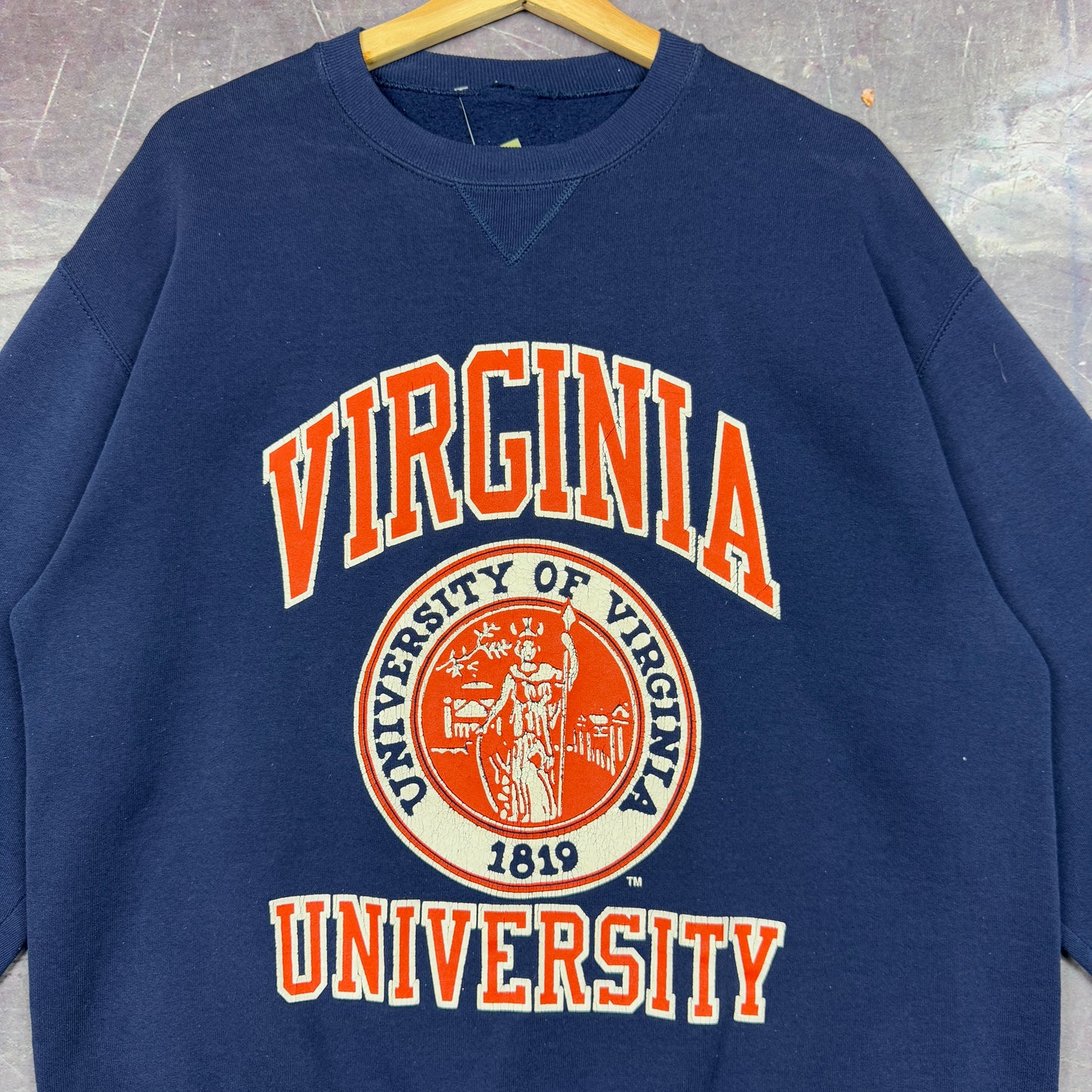 90s Navy Blue Russell University of Virginia Graphic Crewneck Sweatshirt L 1241