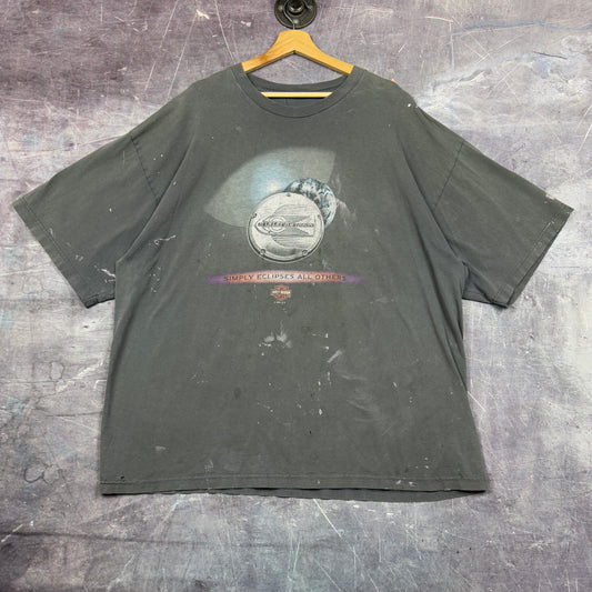 Early 00s Faded Black Gray Harley Davidson Simply Eclipses All Others Painter Graphic Shirt XXL 1106