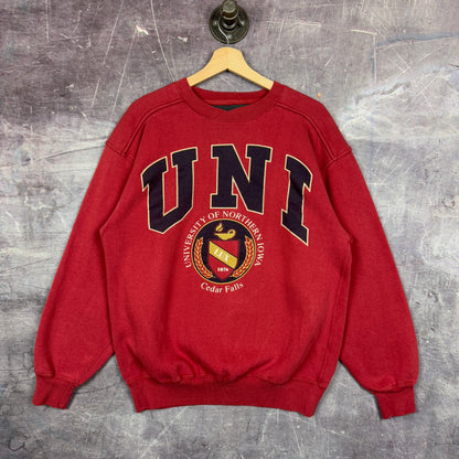 90s Red Universiry of Northern Iowa Cedar Falls Graphic Crewneck Sweatshirt M 1200