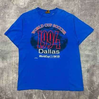 1994 Royal Blue World Cup Soccer Dallas Embroidered Graphic Shirt L AK73