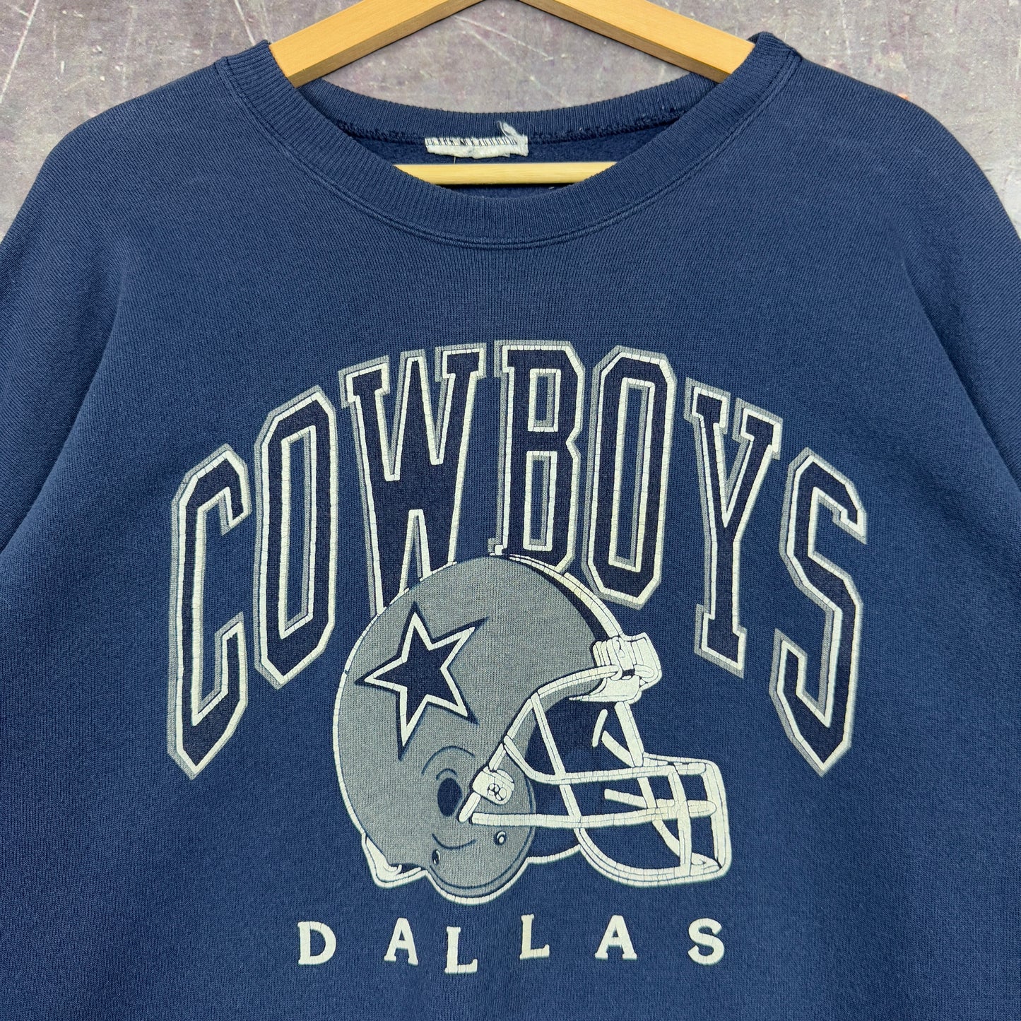 90s Navy Blue Dallas Cowboys Football Graphic Crewneck Sweatshirt L 1219