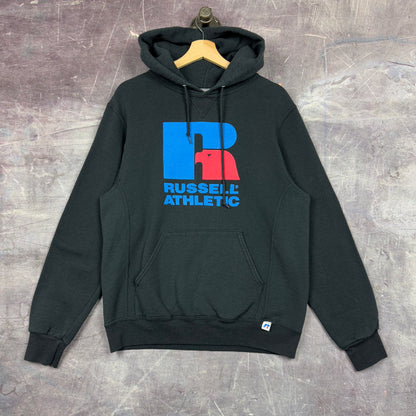 Early 00s Black Russell Athletic Essential Logo Graphic Hoodie M 1259