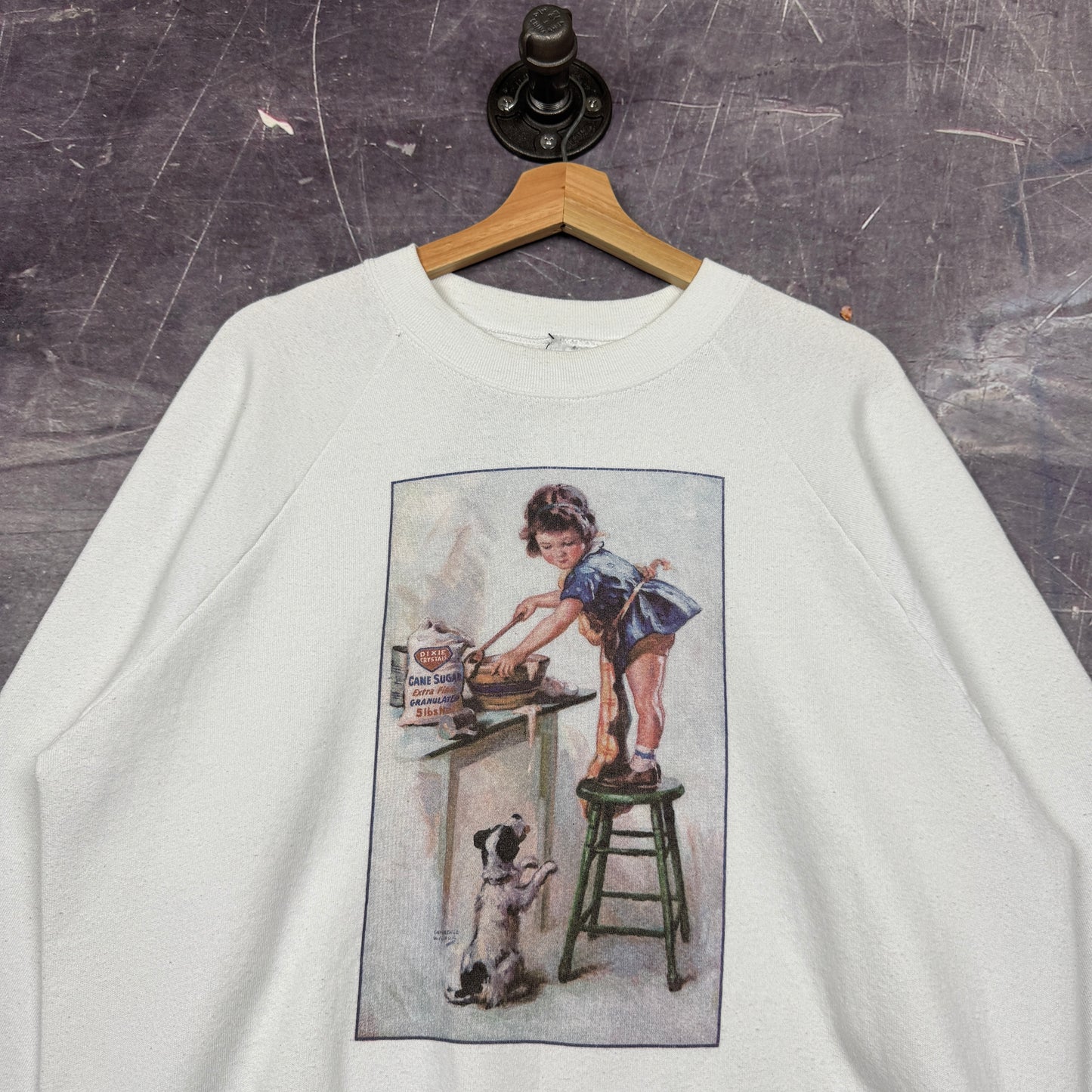 Early 90s White Dixie Crystals Cane Sugar Little Savannah Graphic Crewneck Sweatshirt L 0061