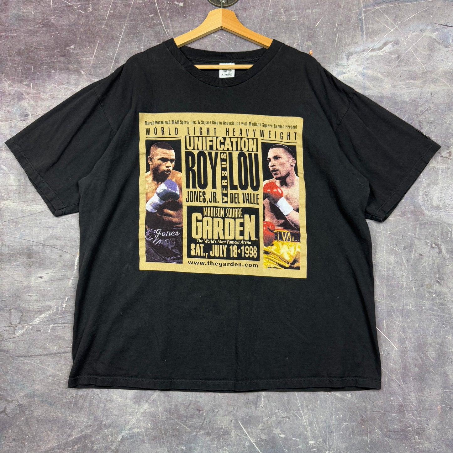 1998 Black Roy Jones Jr. Lou Del Valle Madison Square Garden Boxing Graphic Shirt XL 0925