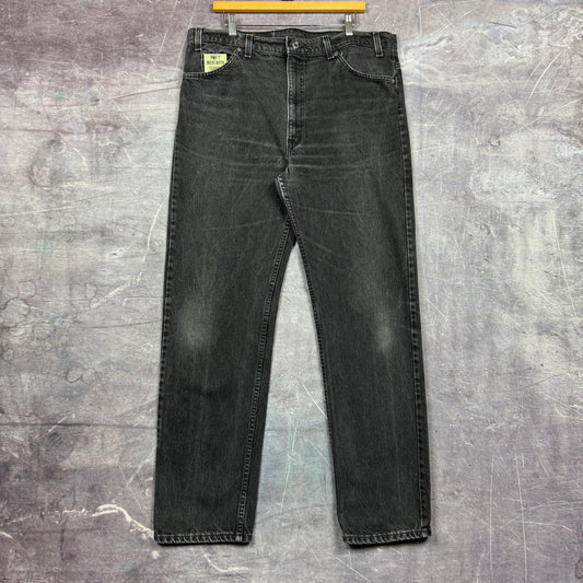 90s Faded Black Orange Tab Levi's 505 Denim Jeans 38x32 0740