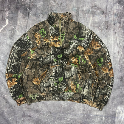 90s RealTree Camo Jerzees Quarter Zip Sweatshirt XL AQ74