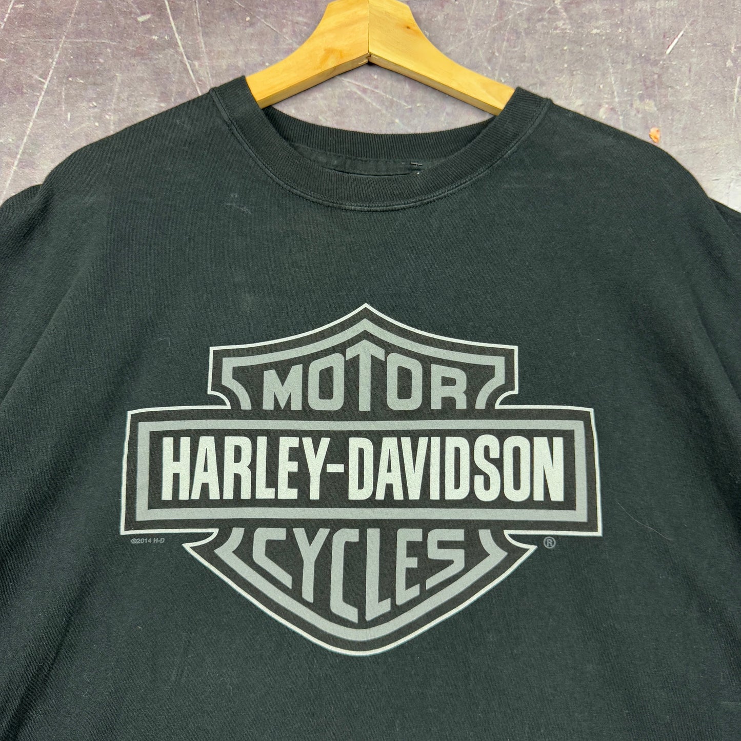 Ealy 00s Faded Black Shield Logo  Harley Davidson Massachusetts Graphic Shirt XL 0942