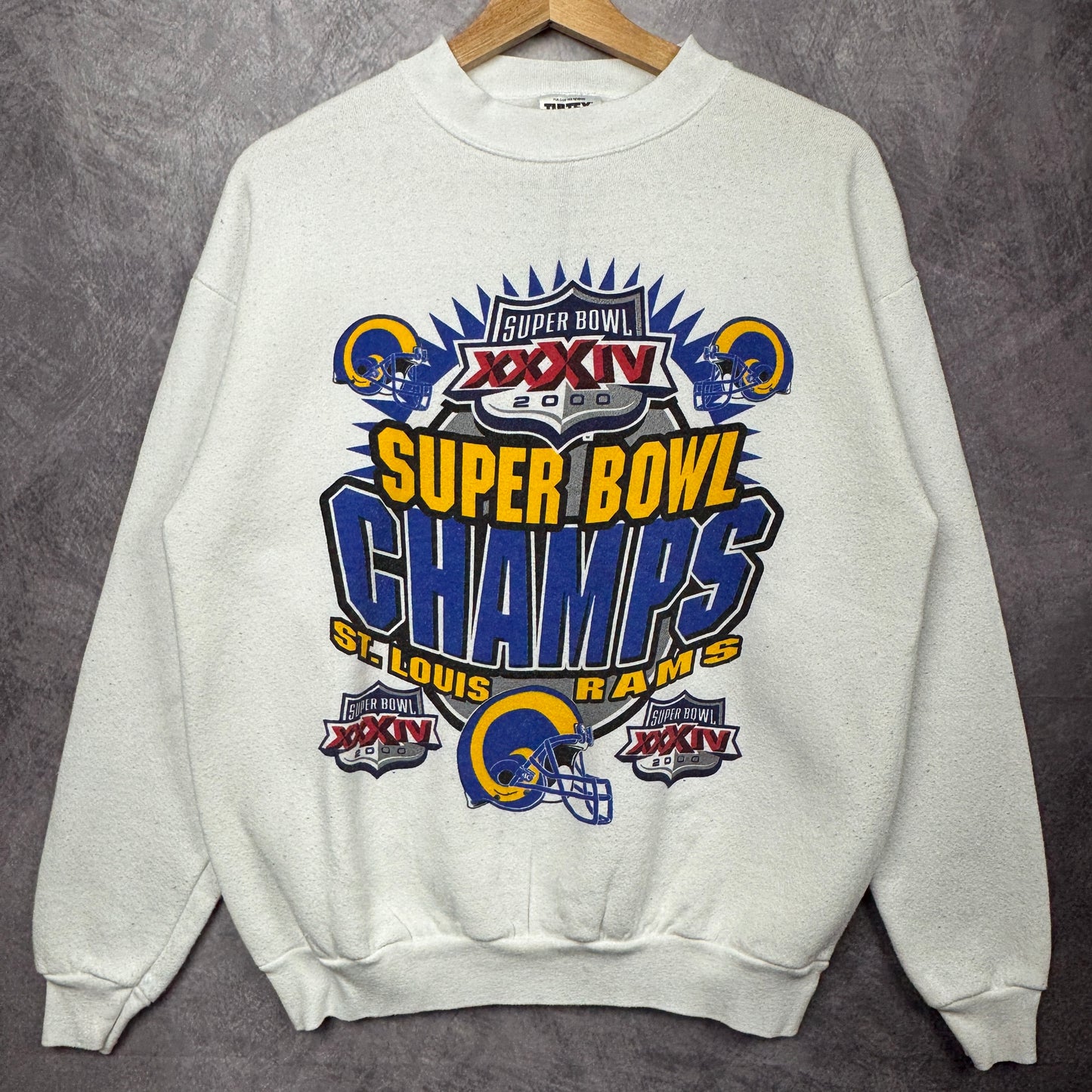 2000 White Rams Super Bowl Crewneck Sweatshirt 4142