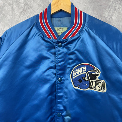 80s Blue New York Giants Chalkline Satin Jacket 4081