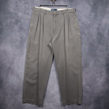 90s Grey Polo Ralph Lauren Andrew Pleated Chino Pants 5188