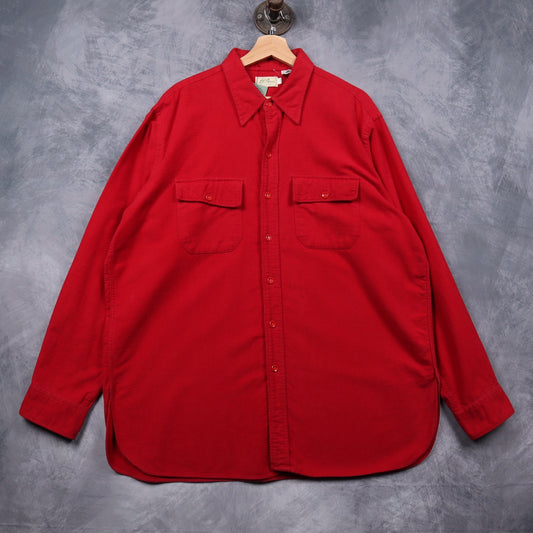 60s Red L.L. Bean Script Tag Chamois Flannel Shirt 4817