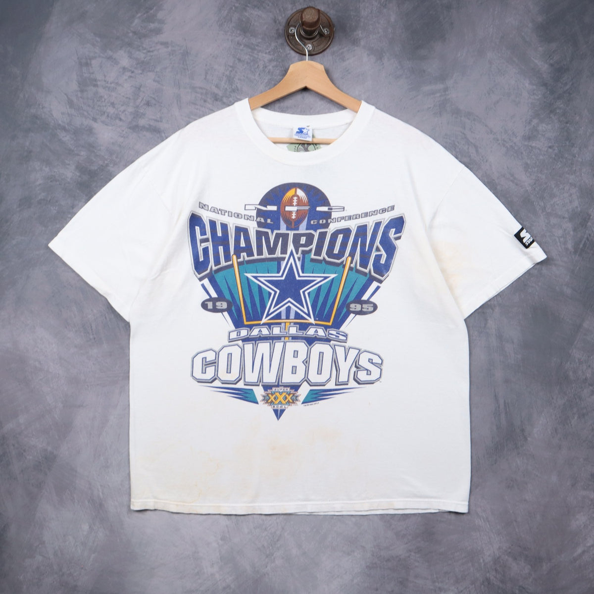 1995 White Dallas Cowboys NFC Champions Shirt 6685