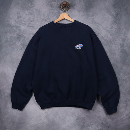 90s Navy Blue Buffalo Bills Embroidered Crewneck Sweatshirt 6468