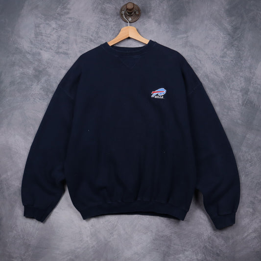 90s Navy Blue Buffalo Bills Embroidered Crewneck Sweatshirt 6468