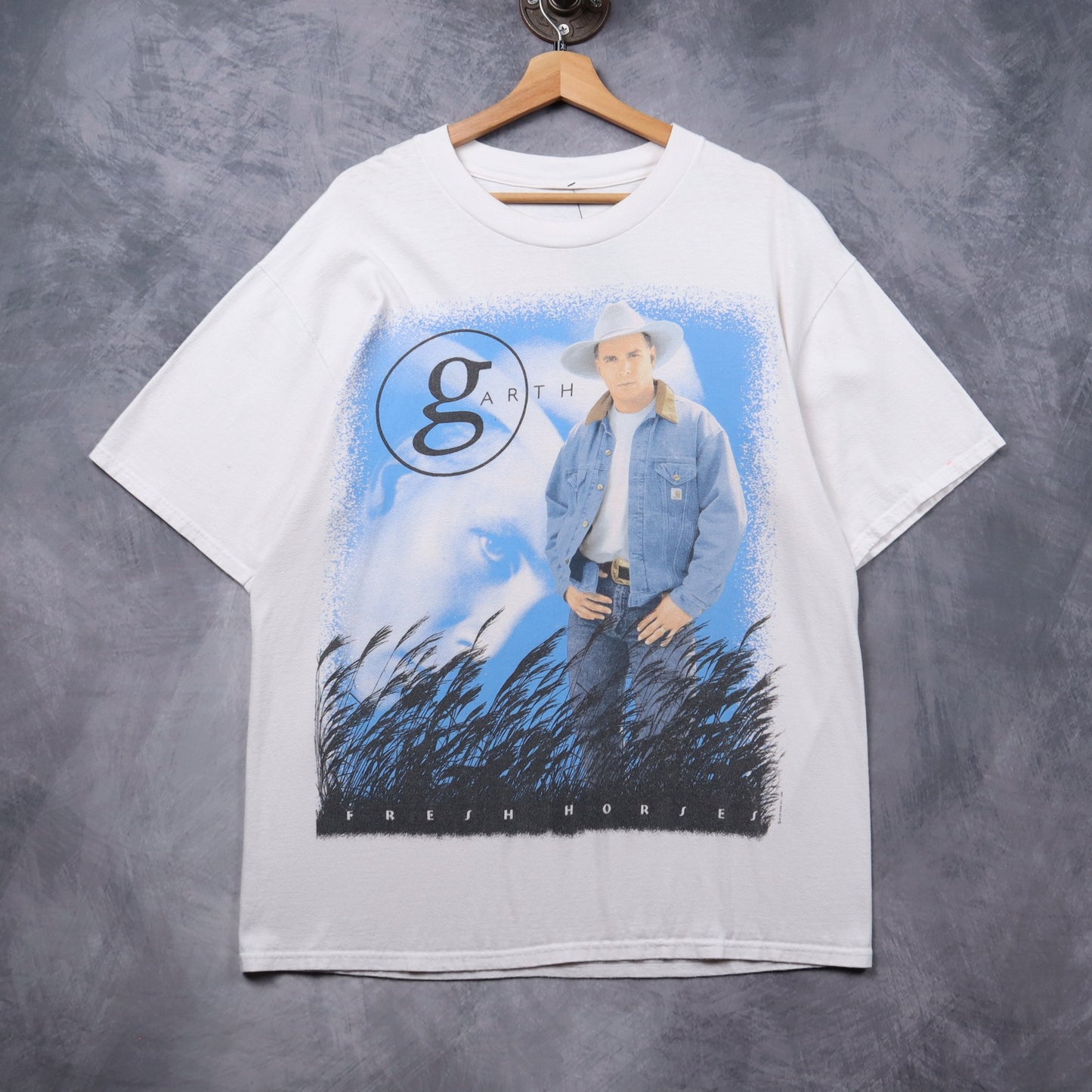 1996 White Garth Brooks Fresh Horses World Tour Shirt 5331