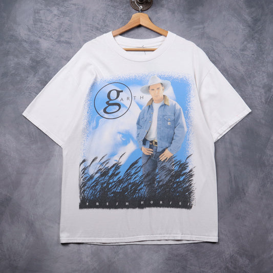 1996 White Garth Brooks Fresh Horses World Tour Shirt 5331