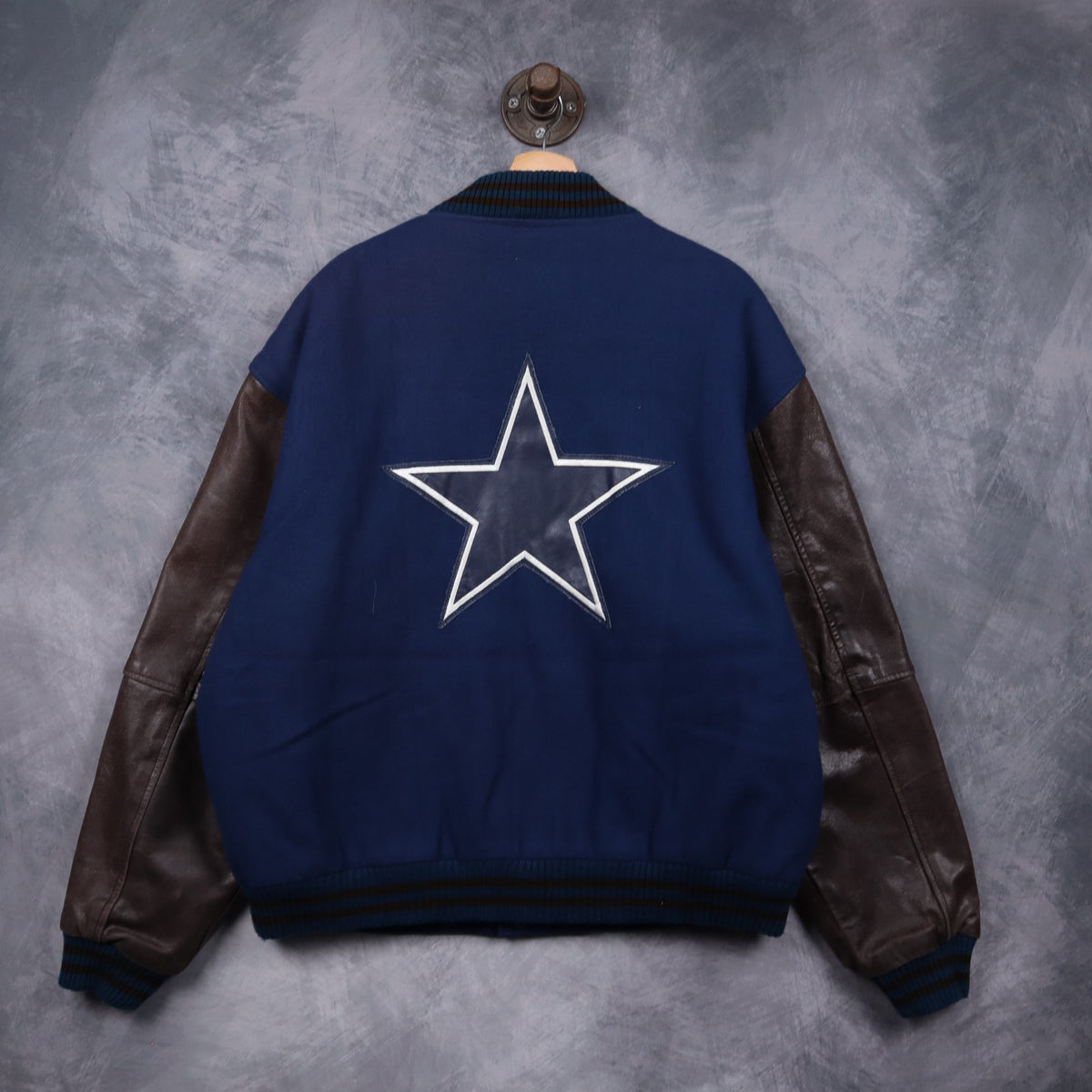 90s Navy Blue Dallas Cowboys GIII Carl Banks Varsity Jacket 6508