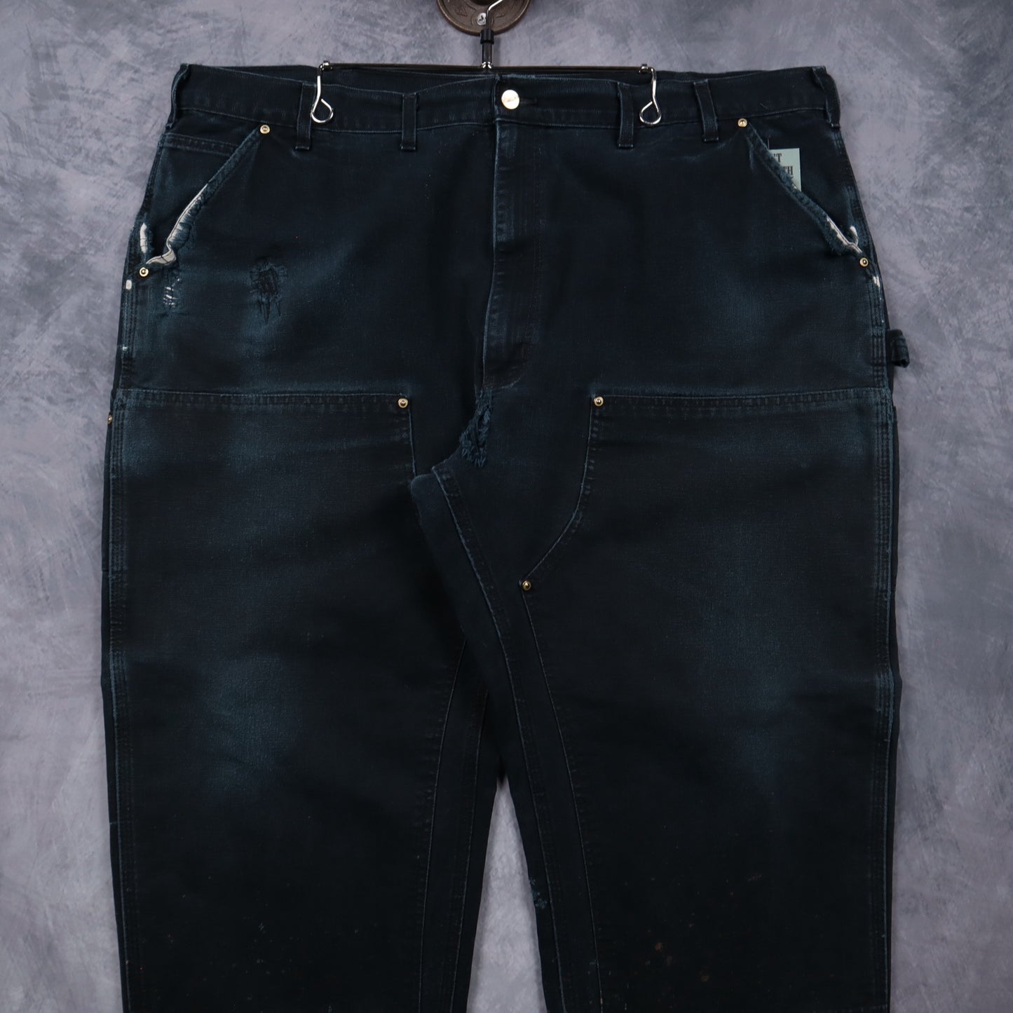 90s Faded Black Carhartt Double Knee Carpenter Work Pants 5053