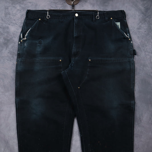 90s Faded Black Carhartt Double Knee Carpenter Work Pants 5053