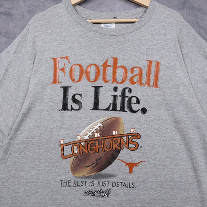 90s Grey Texas Longhorns Football Is Life Shirt 5833
