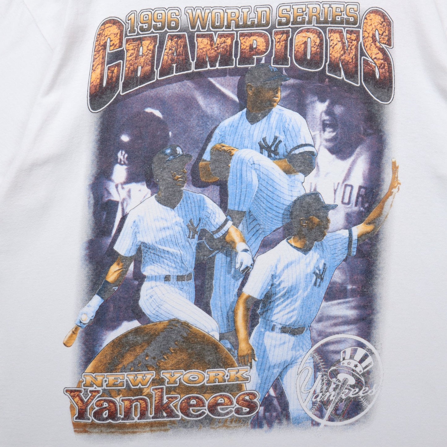 1996 White New York Yankees World Series Champions Rap Tee Style Shirt 5524