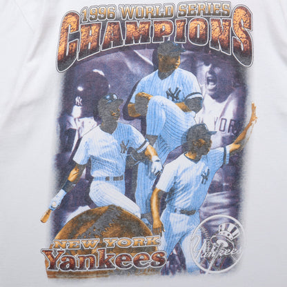 1996 White New York Yankees World Series Champions Rap Tee Style Shirt 5524