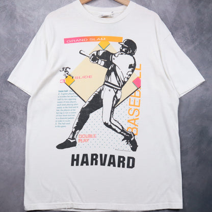 90s White Harvard Baseball Grand Slam Champion Shirt 4691