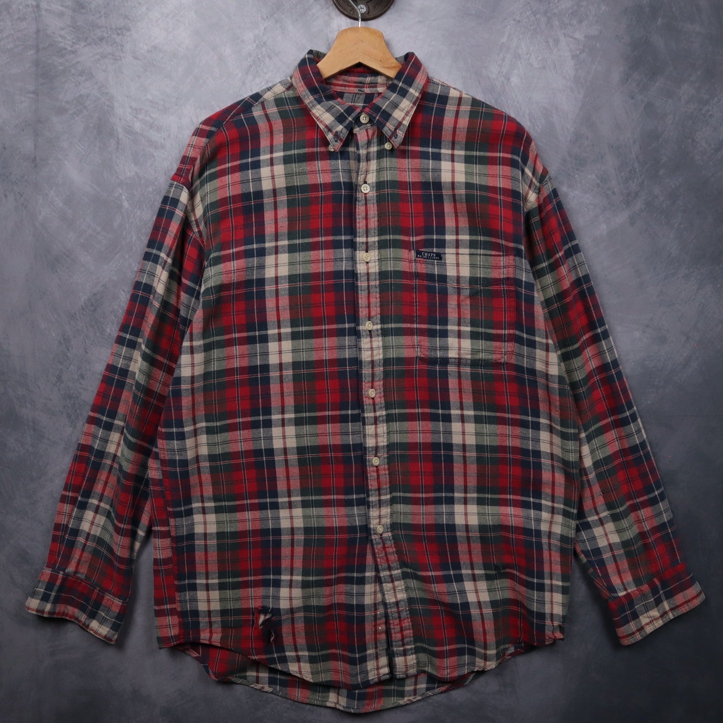 90s Red Chaps Ralph Lauren Plaid Flannel Shirt 4703
