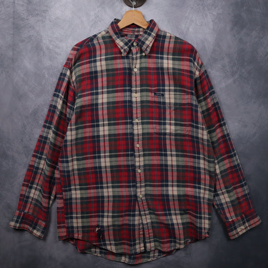 90s Red Chaps Ralph Lauren Plaid Flannel Shirt 4703