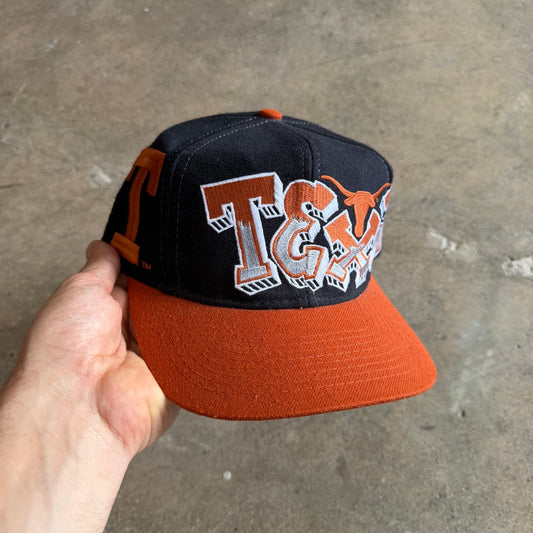 90s Black Texas Longhorns Graffiti Snapback Hat 5788