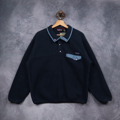 90s Navy Blue Patagonia Synchilla Snap T Fleece 5079