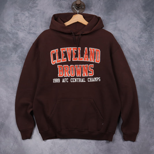 90s Brown Cleveland Browns 1989 AFC Central Champs Hoodie 6538
